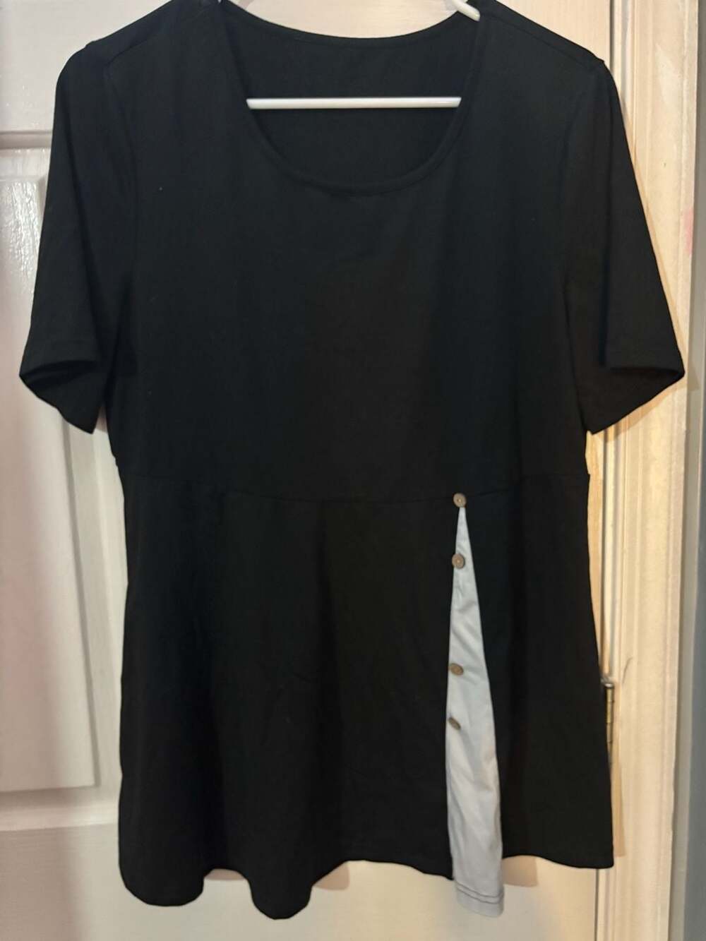 SHEIN Essnce Plus Short Sleeve Swing Dress with Contrast Button Detail 1XL